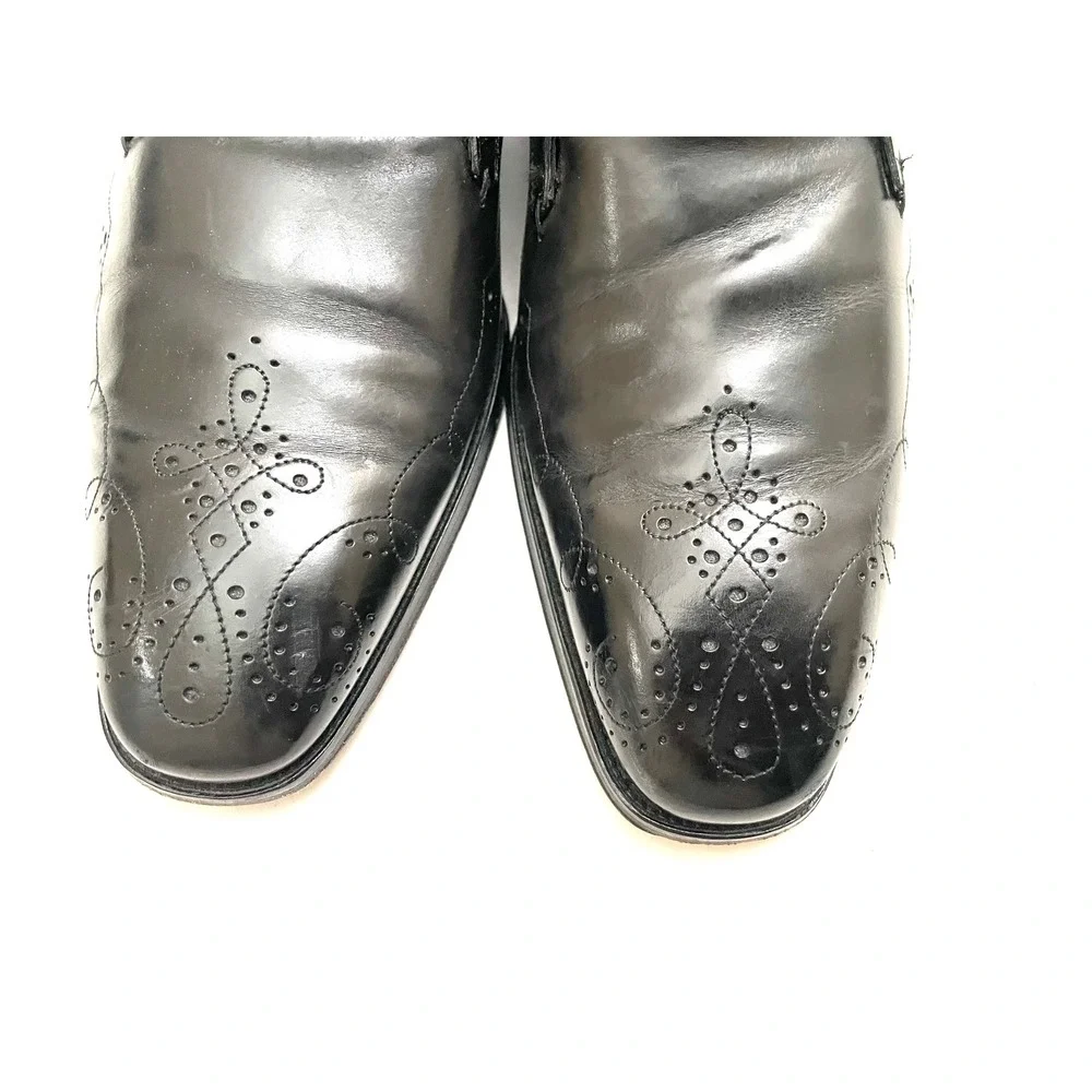 Mezlan Derby Shoes Mens 12M Black Excellent Medallion Toe Brogue Leather Spain